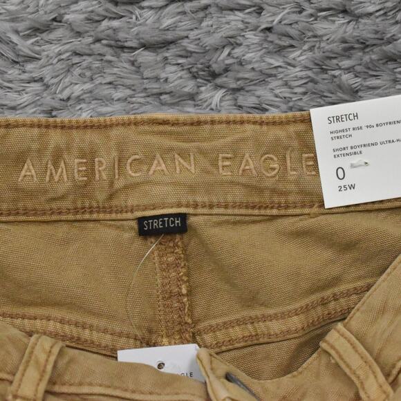 NEW American Eagle Women's Size 0 Boyfriend Shorts Beige Regular Cotton - Picture 6 of 8